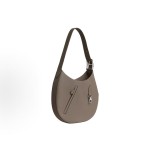 HERMES Arcon silver metal hardware moon bag, hand and shoulder bag for women, 18 Etoupe, elephant grey